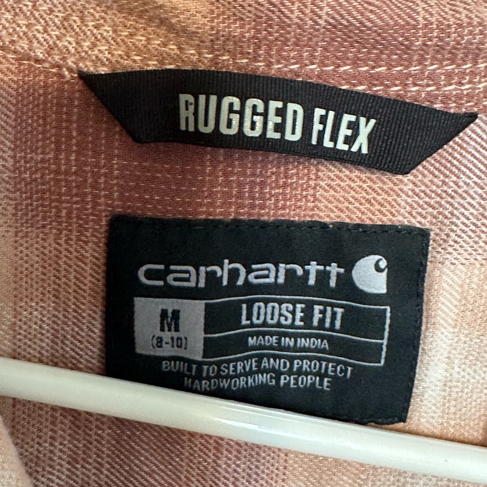 Carhartt Rugged Flex Plaid Button-Up Shirt in Rust/Pink size M - Picture 3 of 4